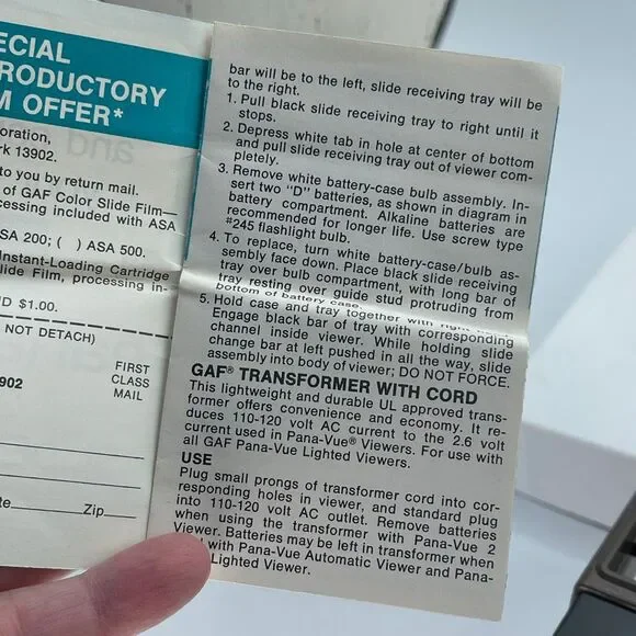Vintage GAF Pana-Vue 2 lighted 2X2 slide viewer Not tested - Picture 9 of 9